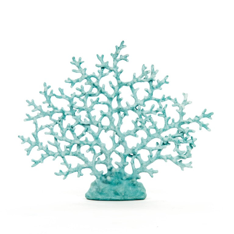 Zentique Blue Coral Elegant Blue Polyresin Coral Accent Sculpture 17x14in Coastal Decor Focal Piece SHI009