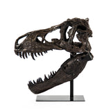 Dinosaur Skull w/ Base Antique Brown Black on Black Base SHI014 Zentique