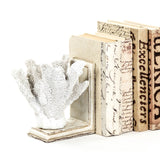 White Coral Bookends Distressed White on Distressed Off-White Base SHI024 Zentique