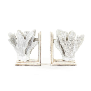 Zentique White Coral Sculptural Bookends – Realistic Polyresin Coastal Décor, Weighted Support for Shelves (2) SHI024