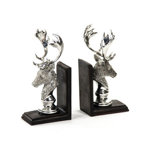 Zentique Deer Sculpted Polyresin Bookends with Antique Matte Finish, Weighted Bases for Stable Rustic Chic Decor SHI026