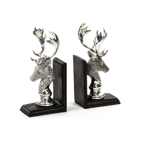 Zentique Deer Sculpted Polyresin Bookends with Antique Matte Finish, Weighted Bases for Stable Rustic Chic Decor SHI026