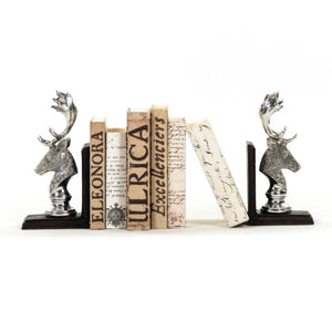 Zentique Deer Sculpted Polyresin Bookends with Antique Matte Finish, Weighted Bases for Stable Rustic Chic Decor SHI026