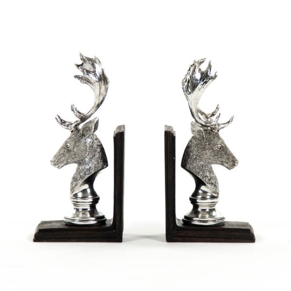 Zentique Deer Sculpted Polyresin Bookends with Antique Matte Finish, Weighted Bases for Stable Rustic Chic Decor SHI026