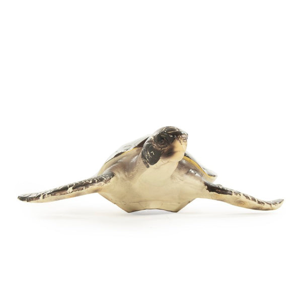 Zentique Sea Turtle Sculpture Small Resin Coastal Accent with Textured Shell Patina for Shelf Mantel Decor SHI042