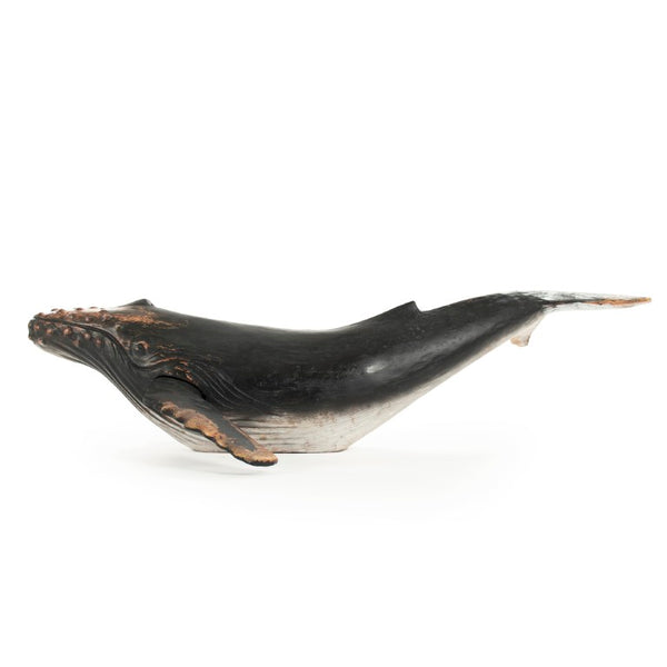 Zentique Humpback Resin Whale Sculpture Large 20.5"W x 7.5"H x 30"D — Realistic Textured Nautical Accent for Mantel SHI047