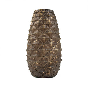 Zentique Large Pineapple Vase - Elegant Bronze Home Decor Accent For Tropical-inspired Spaces And Events Distressed Bronze Resin Shi051