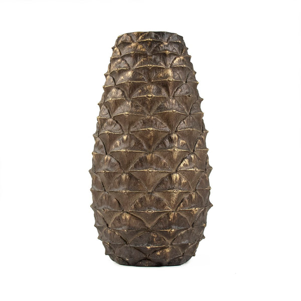 Zentique Large Pineapple Vase - Elegant Bronze Home Decor Accent For Tropical-inspired Spaces And Events Distressed Bronze Resin Shi051