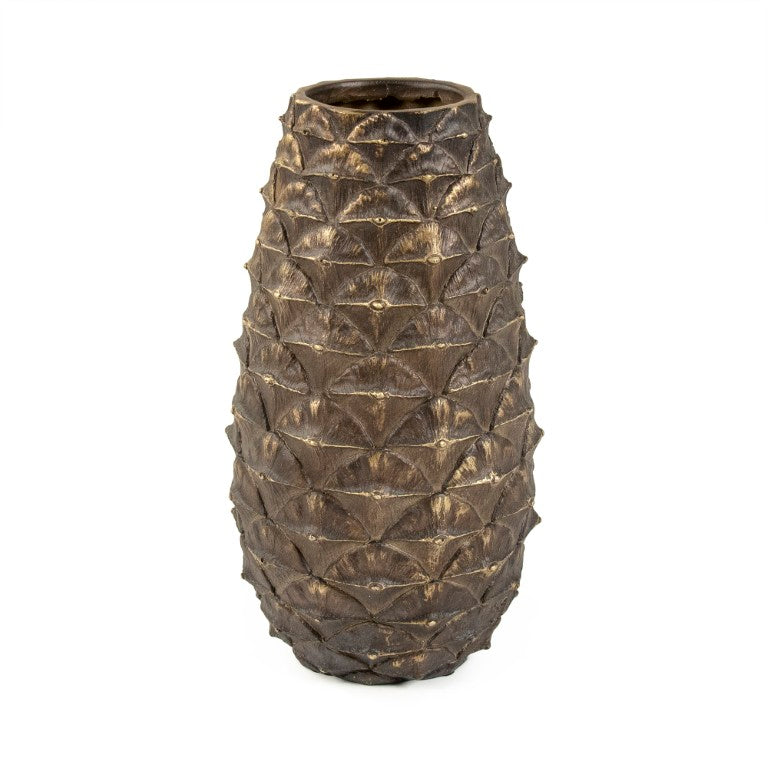 Zentique Large Pineapple Vase Resin Decorative Centerpiece with Textured Tropical Finish for Tables or Shelves SHI051