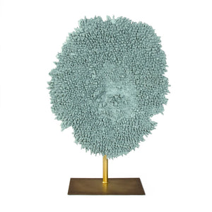 Blue Coral on Gold Base Pale Blue Resin, Distressed Gold Metal SHI054 Zentique