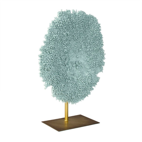 Zentique Blue Coral Sculptural Accent on Gold Base — Coastal Resin Art, 26.5" Tall Decorative Centerpiece SHI054