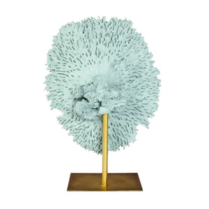 Blue Coral on Gold Base Pale Blue Resin, Distressed Gold Metal SHI054 Zentique