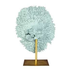 Zentique Blue Coral Sculptural Accent on Gold Base — Coastal Resin Art, 26.5" Tall Decorative Centerpiece SHI054