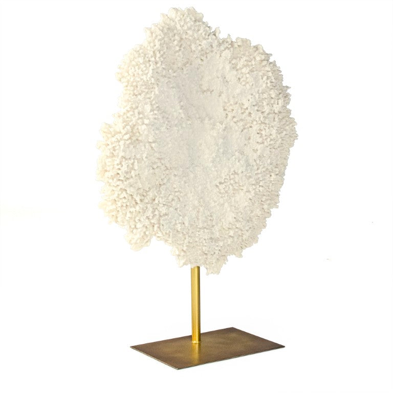 Zentique White White Coral Resin Sculpture on Gold Base — Compact Coastal Accent with Luxe Metallic Finish (95 chars) SHI055