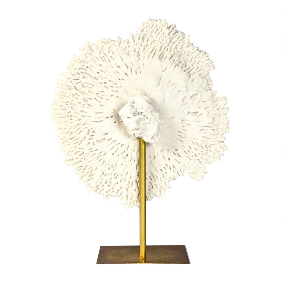 White Coral on Gold Base Off-White Resin, Distressed Gold Metal SHI055 Zentique