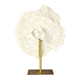 White Coral on Gold Base Off-White Resin, Distressed Gold Metal SHI055 Zentique