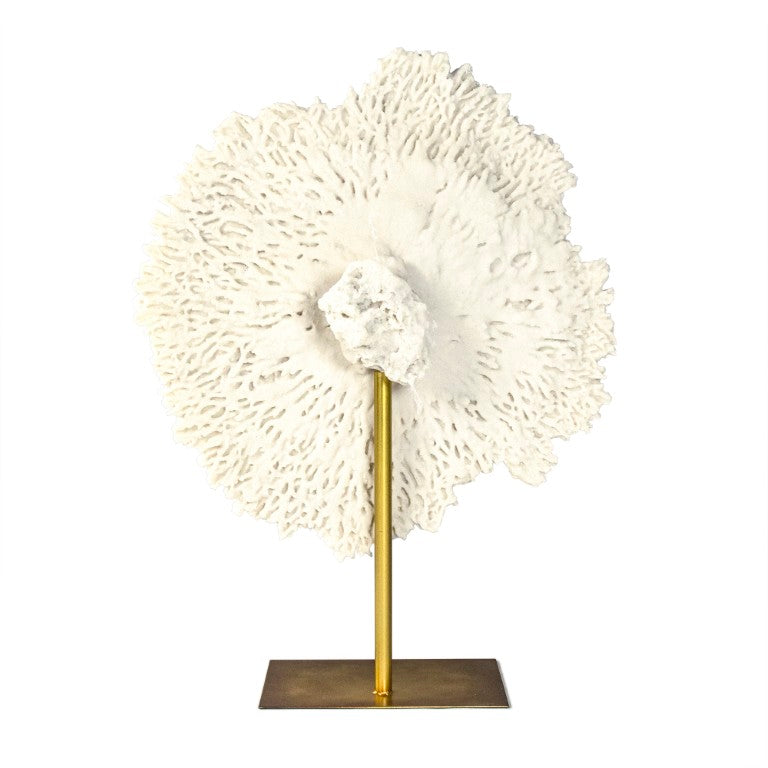 Zentique White White Coral Resin Sculpture on Gold Base — Compact Coastal Accent with Luxe Metallic Finish (95 chars) SHI055