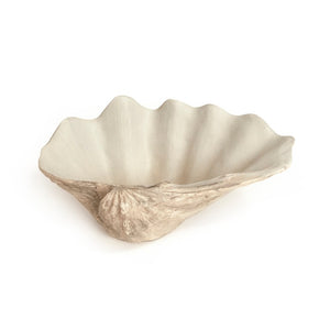 Zentique Tridacna Resin Half Shell Bowl — Coastal Decorative Catchall with Realistic Texture, 13.5" W SHI056