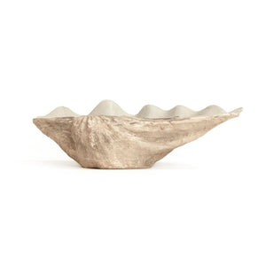 Zentique Tridacna Resin Half Shell Bowl — Coastal Decorative Catchall with Realistic Texture, 13.5" W SHI056
