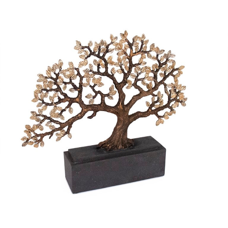 Zentique Tree Resin Sculptural Décor - 17.5x14" Modern Neutral Silhouette for Mantels, Shelves, Giftable Elegance SHI059
