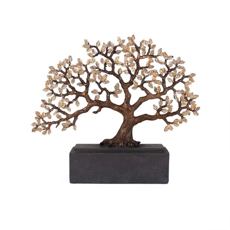 Zentique Tree Resin Sculptural Décor - 17.5x14" Modern Neutral Silhouette for Mantels, Shelves, Giftable Elegance SHI059