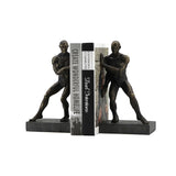 Pushing Men Bookends Rustic Dark Bronze SHI068 Zentique