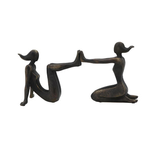 Pushing Women Bookends Rustic Dark Bronze SHI069 Zentique