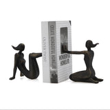 Pushing Women Bookends Rustic Dark Bronze SHI069 Zentique