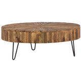 Dovetail Guidan Coffee Table Antique Brown Sealed Finish and Gunmetal Legs Reclaimed Acacia Wood Top and Iron Legs SHR110