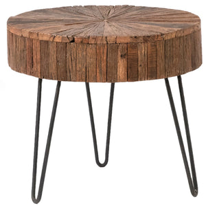 Karina Living Guidan Side Table - Stylish Reclaimed Wood & Metal Accent Table for Living Room, Bedroom, or Entryway SHR116