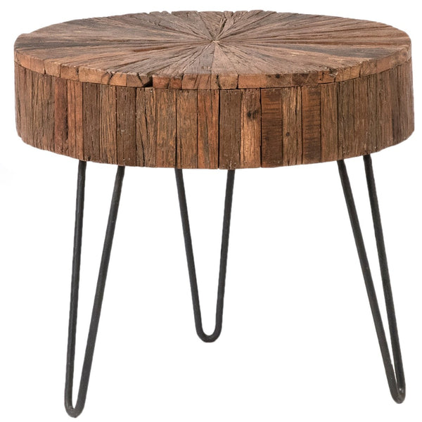 Karina Living Guidan Side Table - Stylish Reclaimed Wood & Metal Accent Table for Living Room, Bedroom, or Entryway SHR116