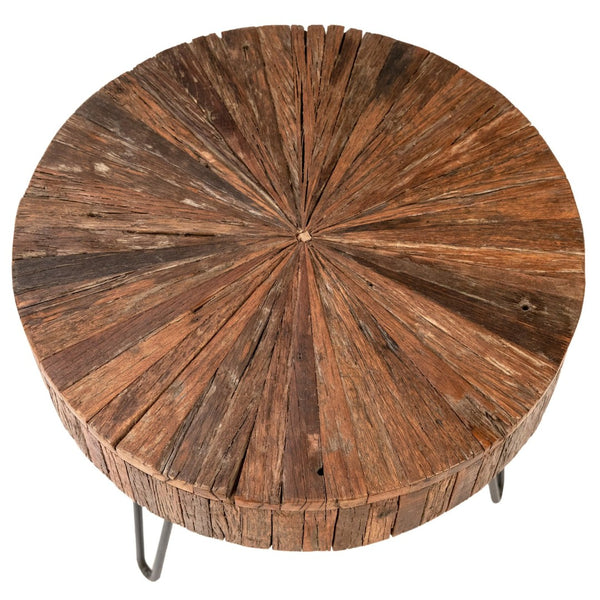 Karina Living Guidan Side Table - Stylish Reclaimed Wood & Metal Accent Table for Living Room, Bedroom, or Entryway SHR116