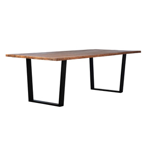 Dovetail Castro Dining Table Medium Brown Sealed Top and Black Base Acacia Wood Top and Iron Base SHR187