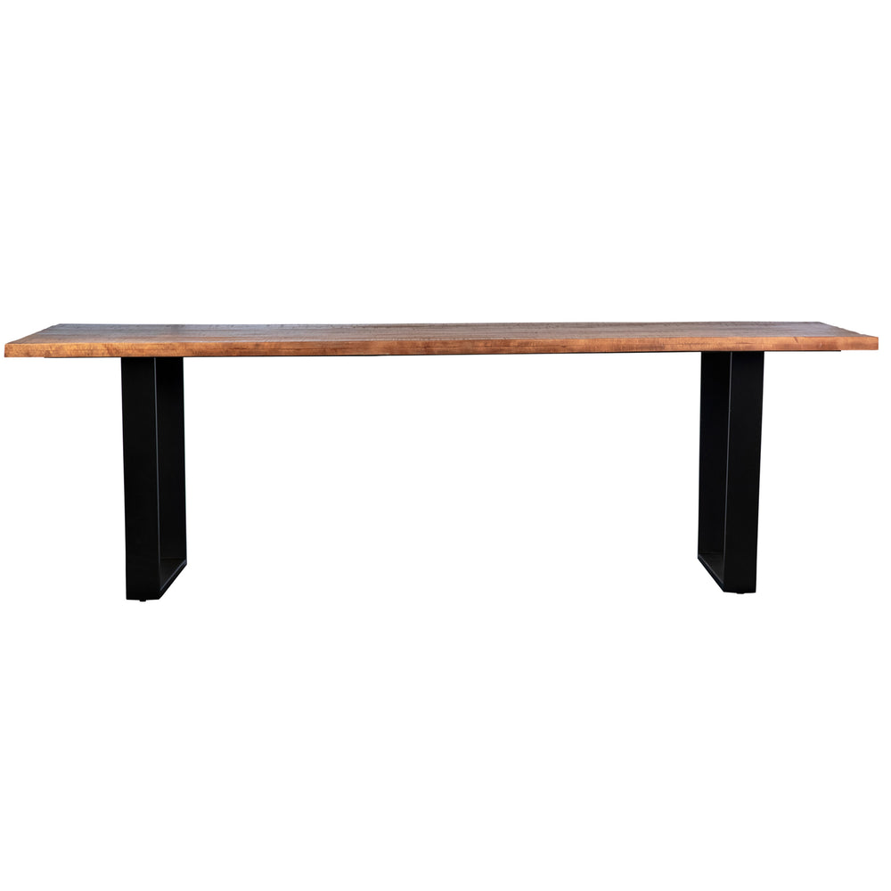 Dovetail Castro Dining Table Medium Brown Sealed Top and Black Base Acacia Wood Top and Iron Base SHR187
