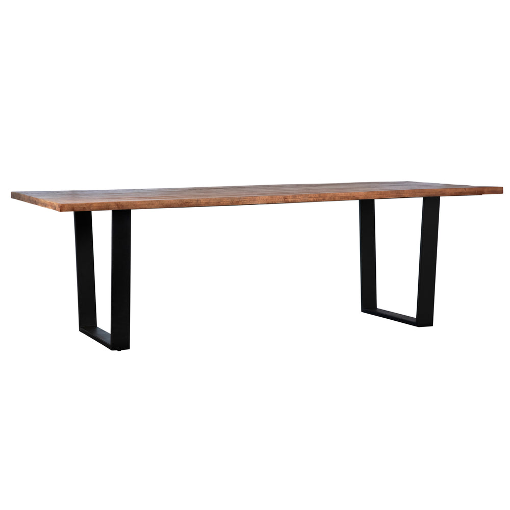 Dovetail Castro Dining Table Medium Brown Sealed Top and Black Base Acacia Wood Top and Iron Base SHR187