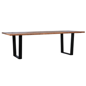 Dovetail Castro Dining Table Medium Brown Sealed Top and Black Base Acacia Wood Top and Iron Base SHR187