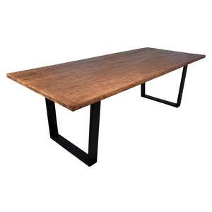 Dovetail Castro Dining Table Medium Brown Sealed Top and Black Base Acacia Wood Top and Iron Base SHR187