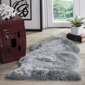 Safavieh Sheep Handcrafted Steel-Blue Flokati Runner 2X8'5" — Plush 3⅜" Pile, Natural Undyed Sheepskin Luxury SHS121B-29