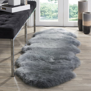 Safavieh Sheep Sheepskin Area Rug - Luxurious Texture In Elegant Steel Blue For Timeless Home Decor Style Steel Blue Sheep Skin Shs121b-5