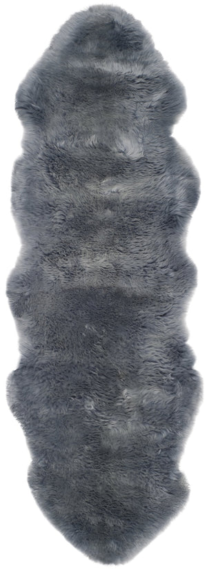 Safavieh Sheep Handcrafted Steel-Blue Flokati Runner 2X8'5" — Plush 3⅜" Pile, Natural Undyed Sheepskin Luxury SHS121B-29