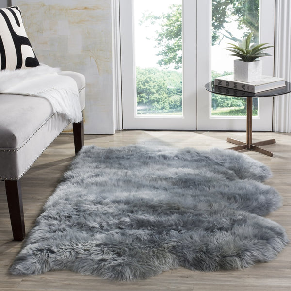 Safavieh Sheep Sheepskin Area Rug - Luxurious Texture In Elegant Steel Blue For Timeless Home Decor Style Steel Blue Sheep Skin Shs121b-5