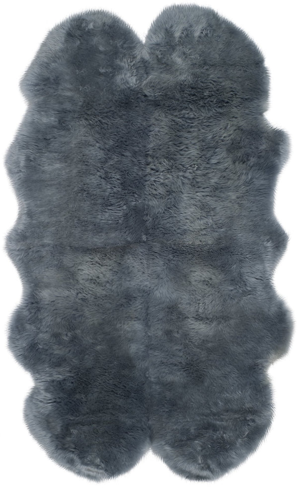 Safavieh Sheep Handcrafted Steel-Blue Flokati Runner 2X8'5" — Plush 3⅜" Pile, Natural Undyed Sheepskin Luxury SHS121B-29