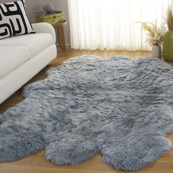 Safavieh Sheep Sheepskin Area Rug - Luxurious Texture In Elegant Steel Blue For Timeless Home Decor Style Steel Blue Sheep Skin Shs121b-5