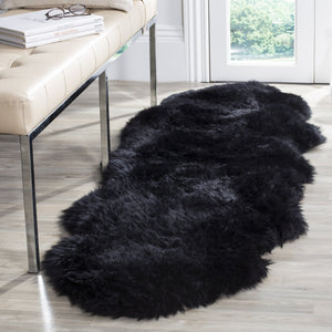 Safavieh Sheep Sheepskin Area Rug - Luxurious Texture In Elegant Steel Blue For Timeless Home Decor Style Midnight Black Sheep Skin Shs121c-5