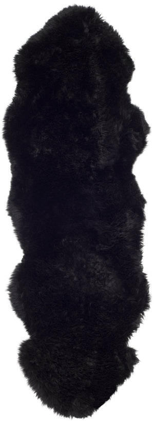 Safavieh Sheep Midnight Black Runner Rug 2X8.4 Ft — Genuine Undyed Sheepskin, 3.38" Plush Pile, Luxe Hallway Accent SHS121C-29