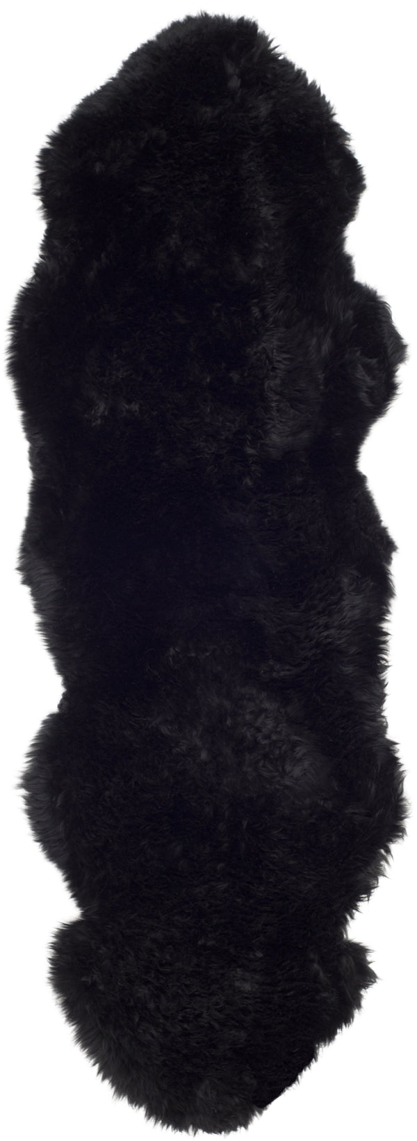 Safavieh Sheep Midnight Black Runner Rug 2X8.4 Ft — Genuine Undyed Sheepskin, 3.38" Plush Pile, Luxe Hallway Accent SHS121C-29