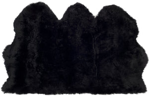 Safavieh Sheep Midnight Black Runner Rug 2X8.4 Ft — Genuine Undyed Sheepskin, 3.38" Plush Pile, Luxe Hallway Accent SHS121C-29