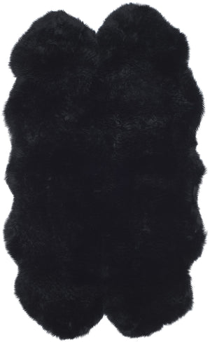 Safavieh Sheep Midnight Black Runner Rug 2X8.4 Ft — Genuine Undyed Sheepskin, 3.38" Plush Pile, Luxe Hallway Accent SHS121C-29
