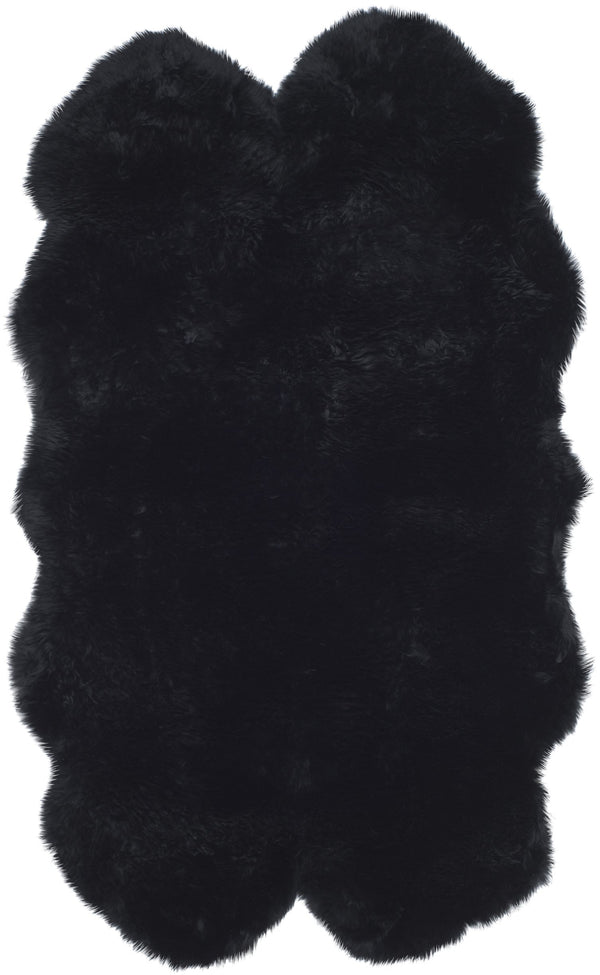 Safavieh Sheep Midnight Black Runner Rug 2X8.4 Ft — Genuine Undyed Sheepskin, 3.38" Plush Pile, Luxe Hallway Accent SHS121C-29