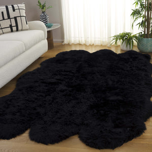 Safavieh Sheep Sheepskin Area Rug - Luxurious Texture In Elegant Steel Blue For Timeless Home Decor Style Midnight Black Sheep Skin Shs121c-5